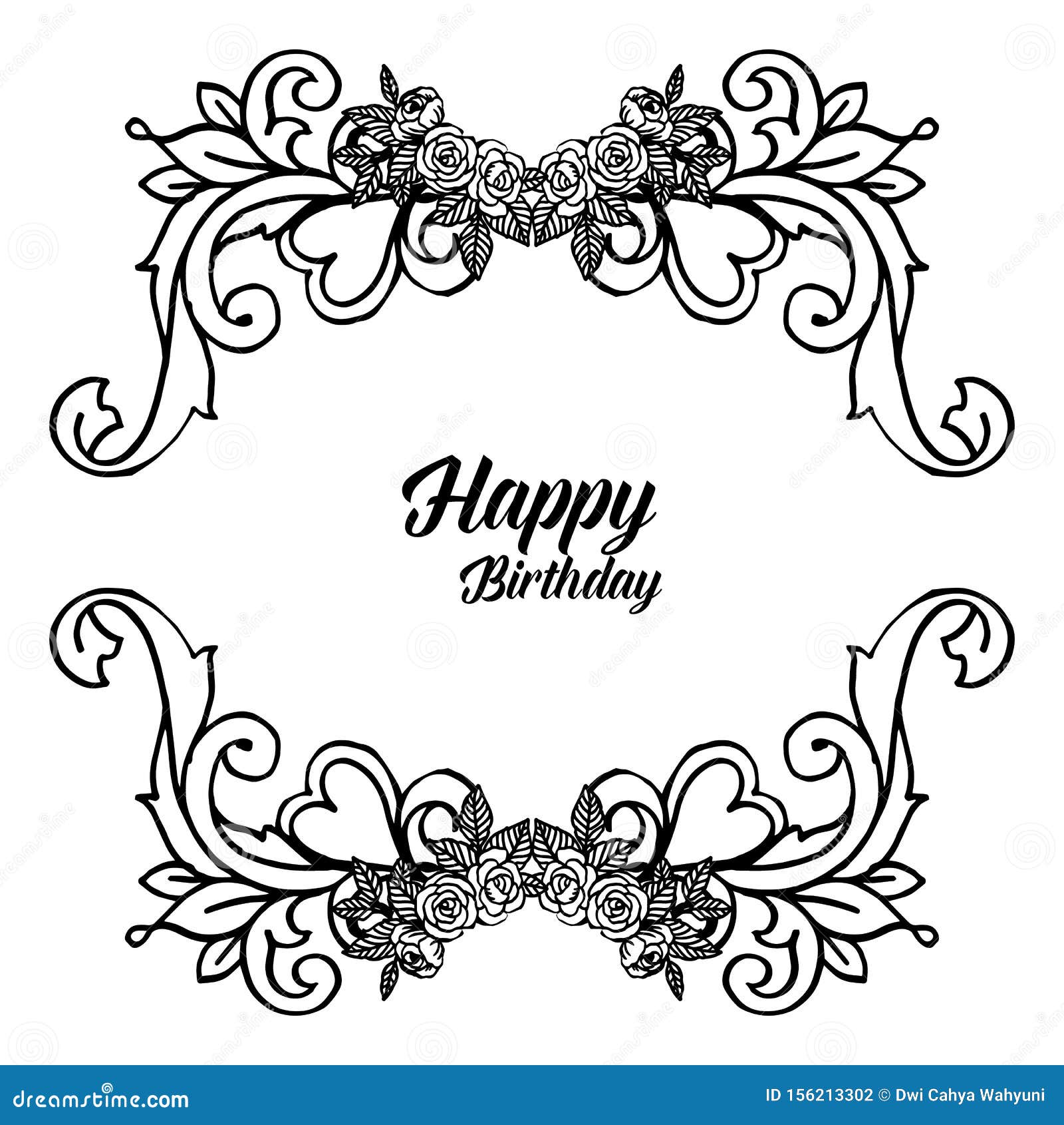 Wallpaper Design Drawing Flower Frame, Color Black White, Vintage Card ...