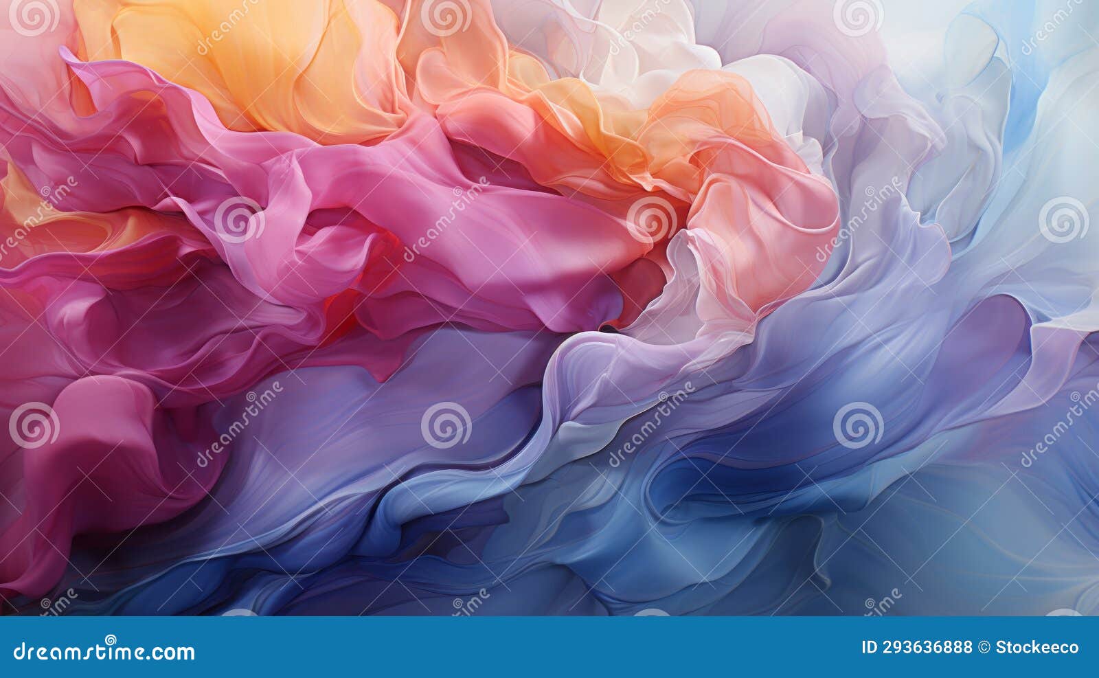 abstract pink blue watercolor wallpaper with flowing fabrics style