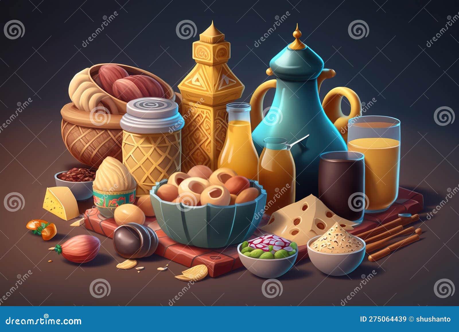 Wallpaper of food items stock illustration. Illustration of cupcake