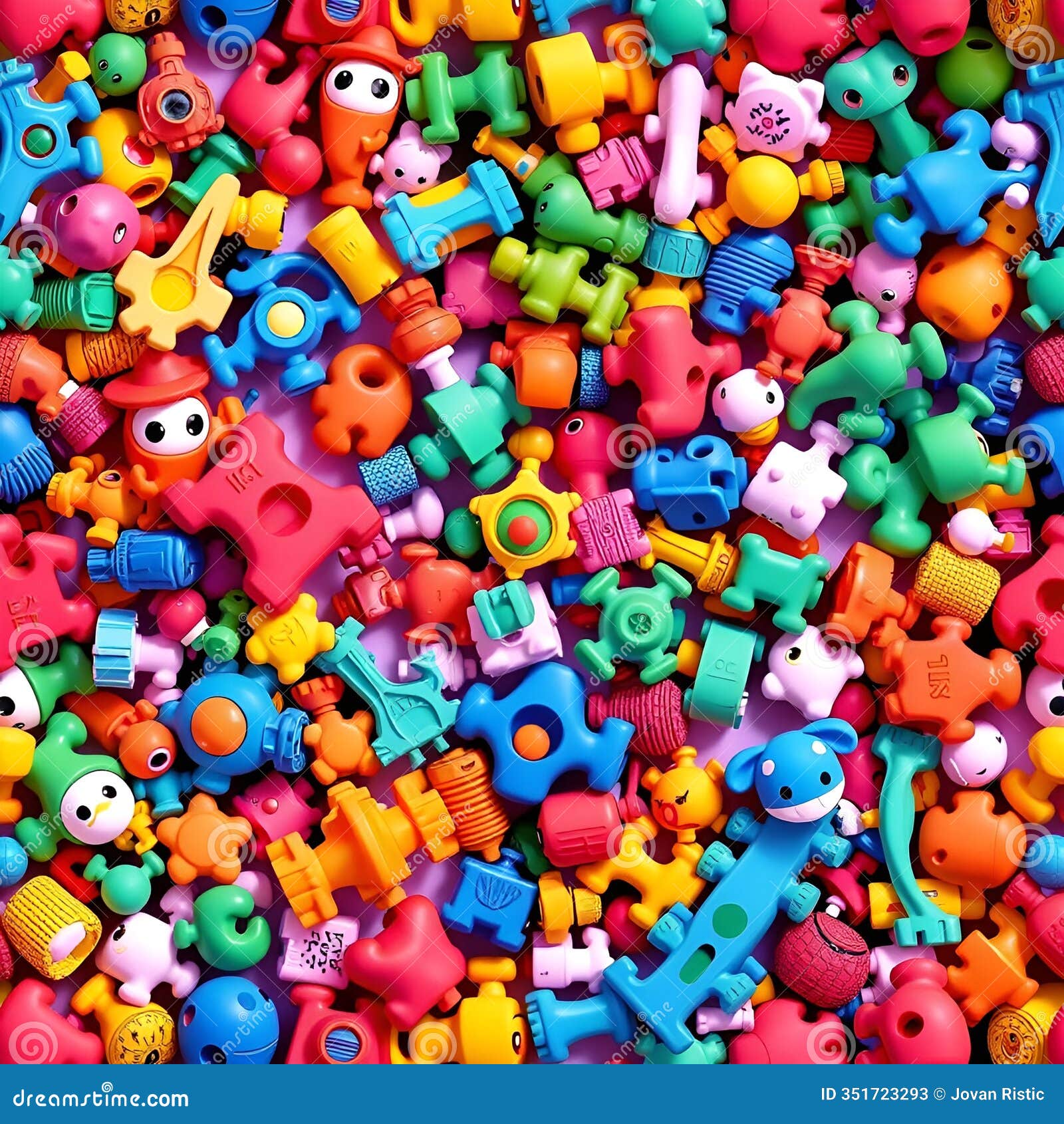 a wallpaper pattern of colorfull plastic toys, seamless patterns