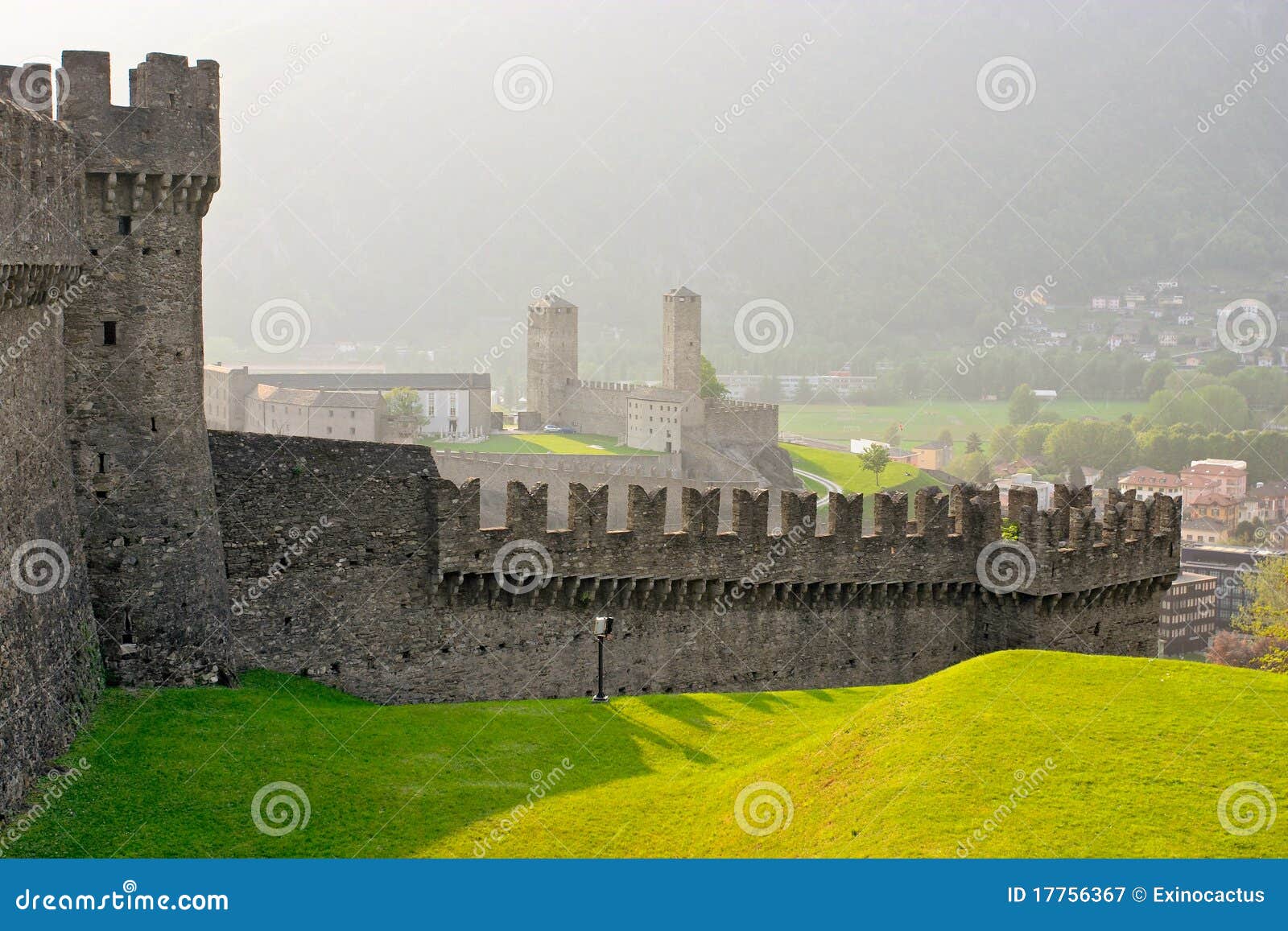 walls of the castle montebello in switzerland