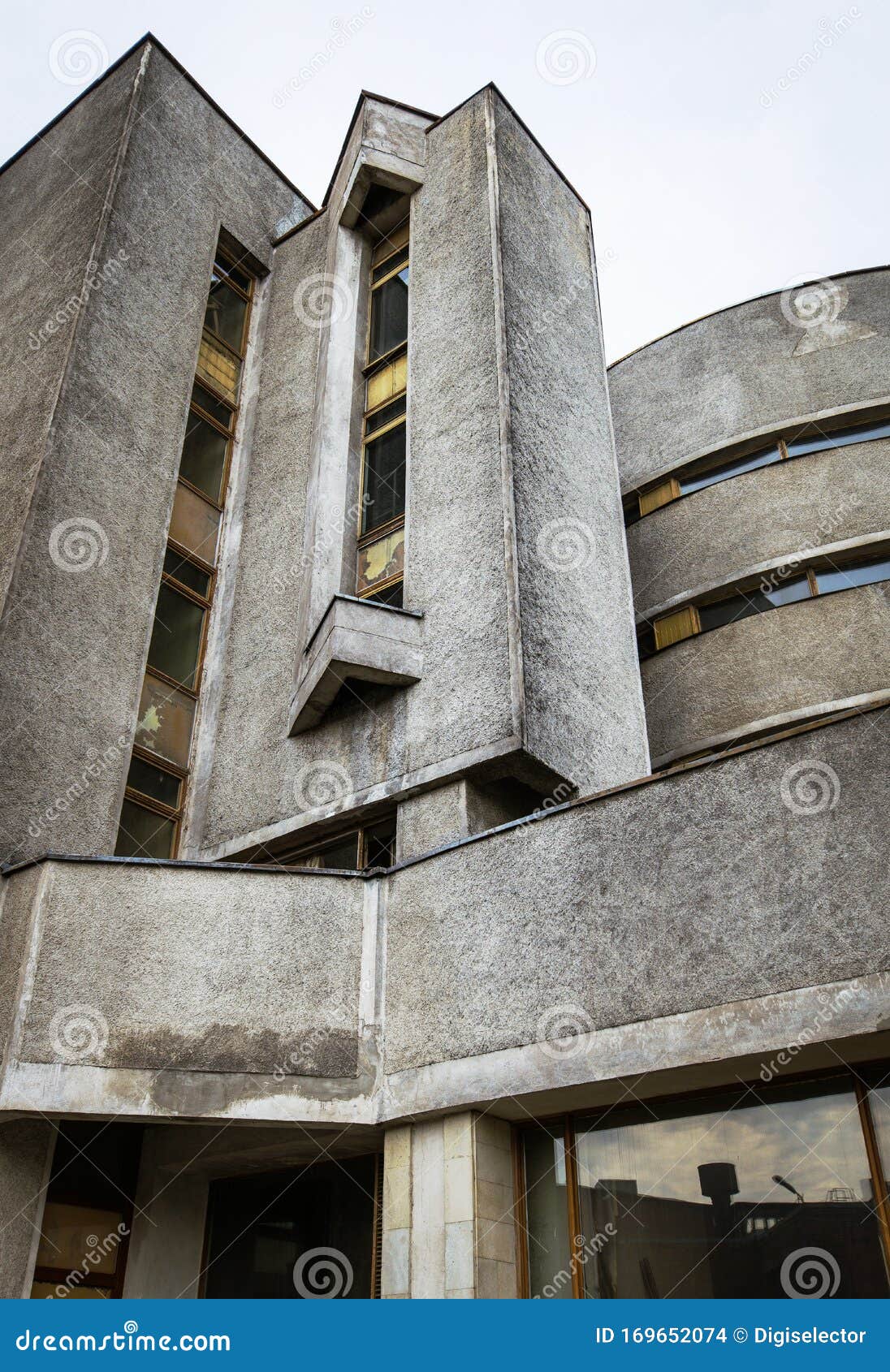 walls with windows fragment of building in saint-petersburg, russia, soviet modernism brutalism