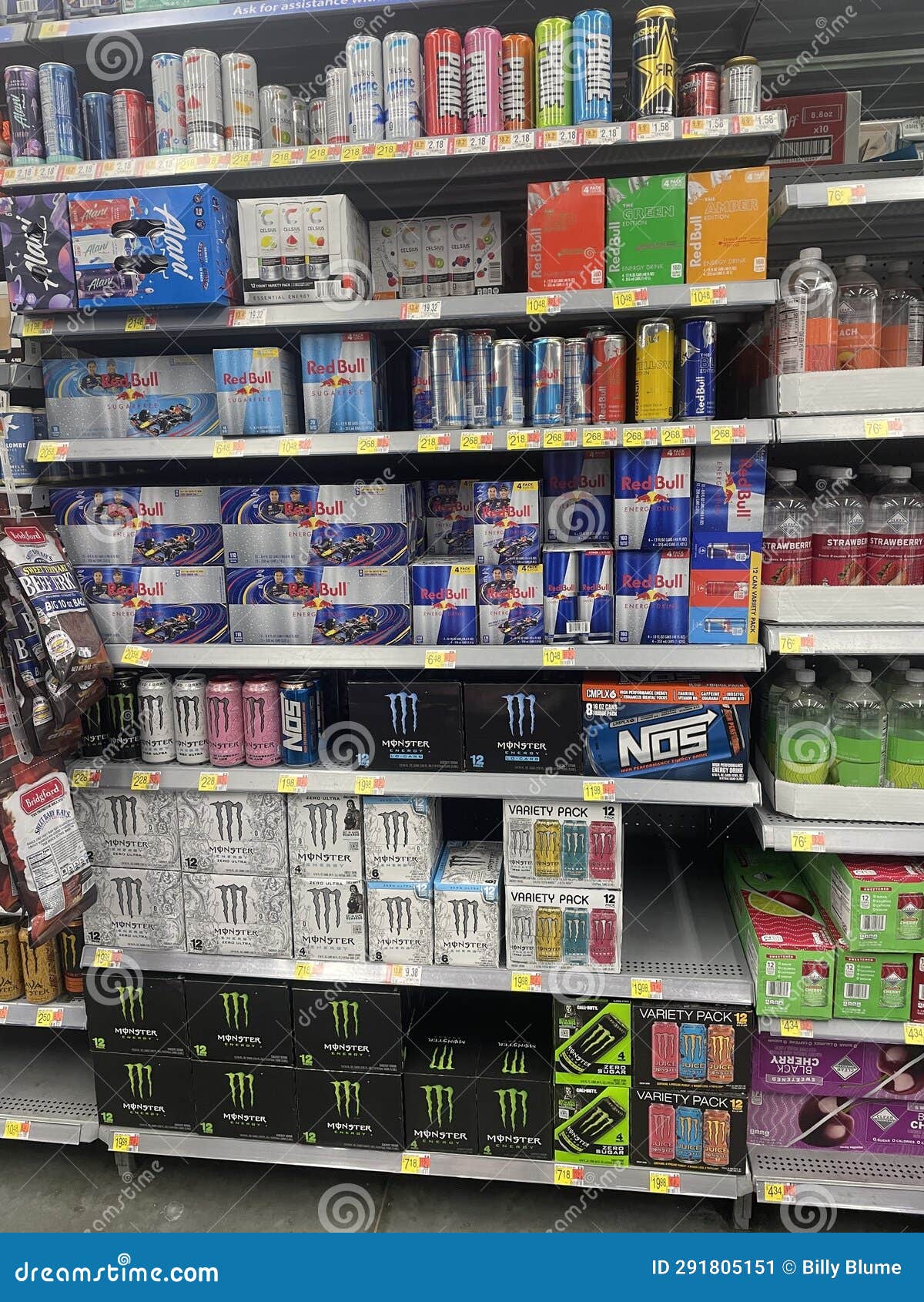Walmart Retail Store Interior Energy Drink Section Red Bull Editorial