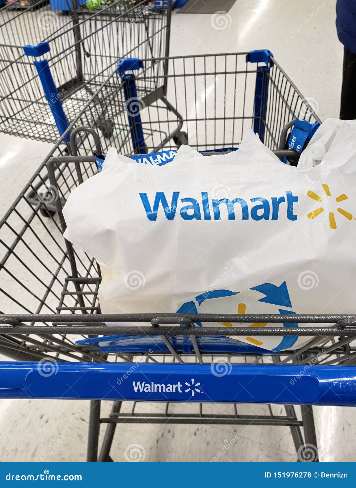 Walmart shopping cart editorial stock photo. Image of corporation - 151976278