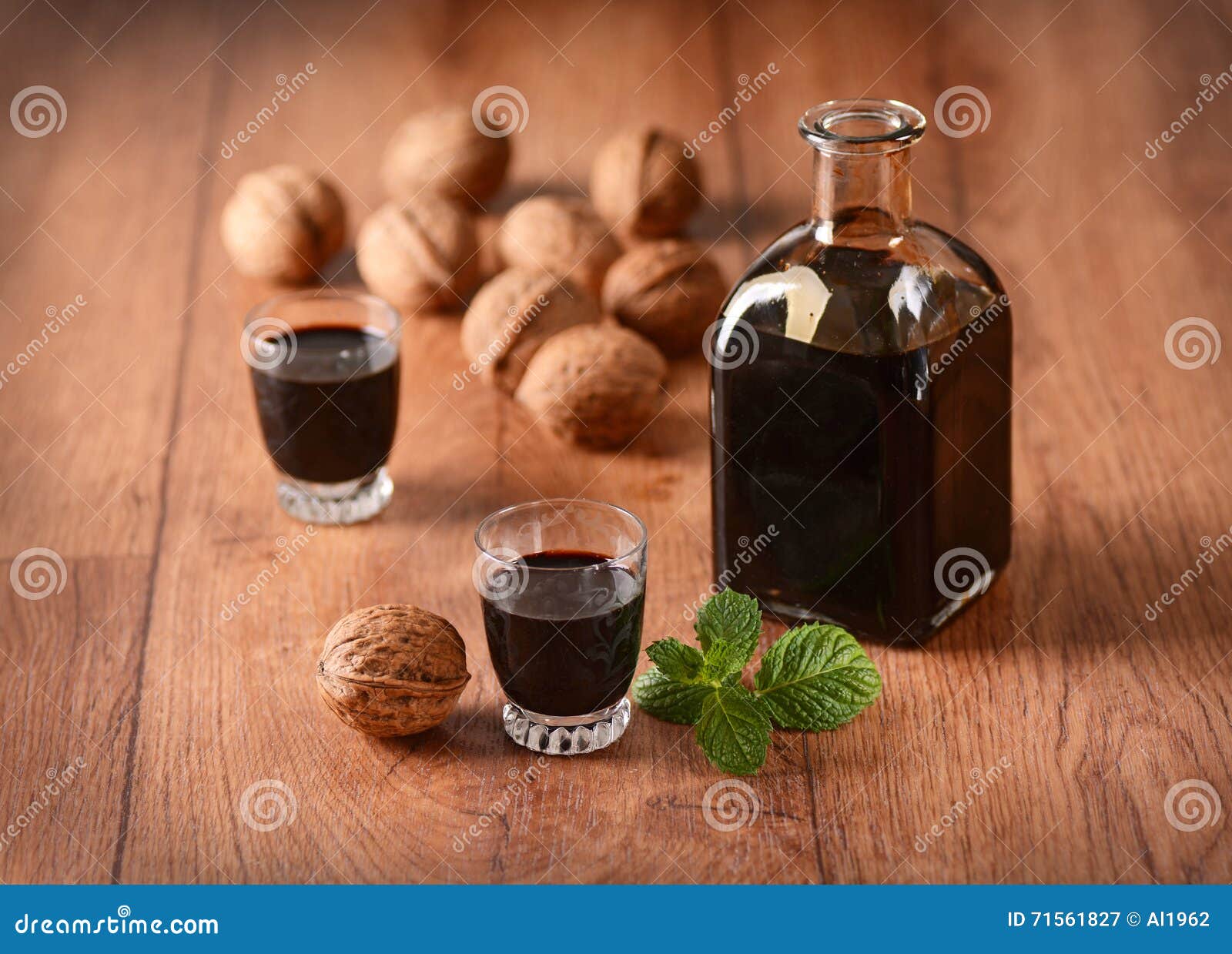 walnut liqueur in the bottle