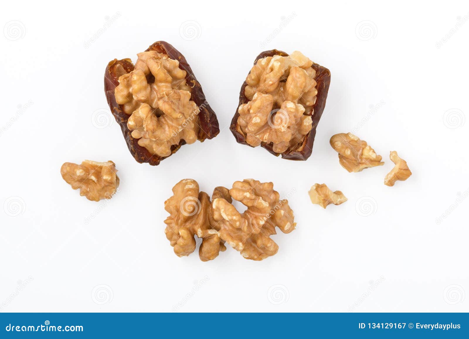 Walnuts and Dried Date Isolated on White Stock Image Image of view