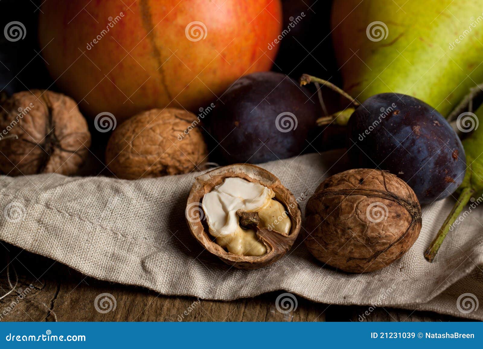 Walnuts and plums stock image. Image of healthy, plum 21231039