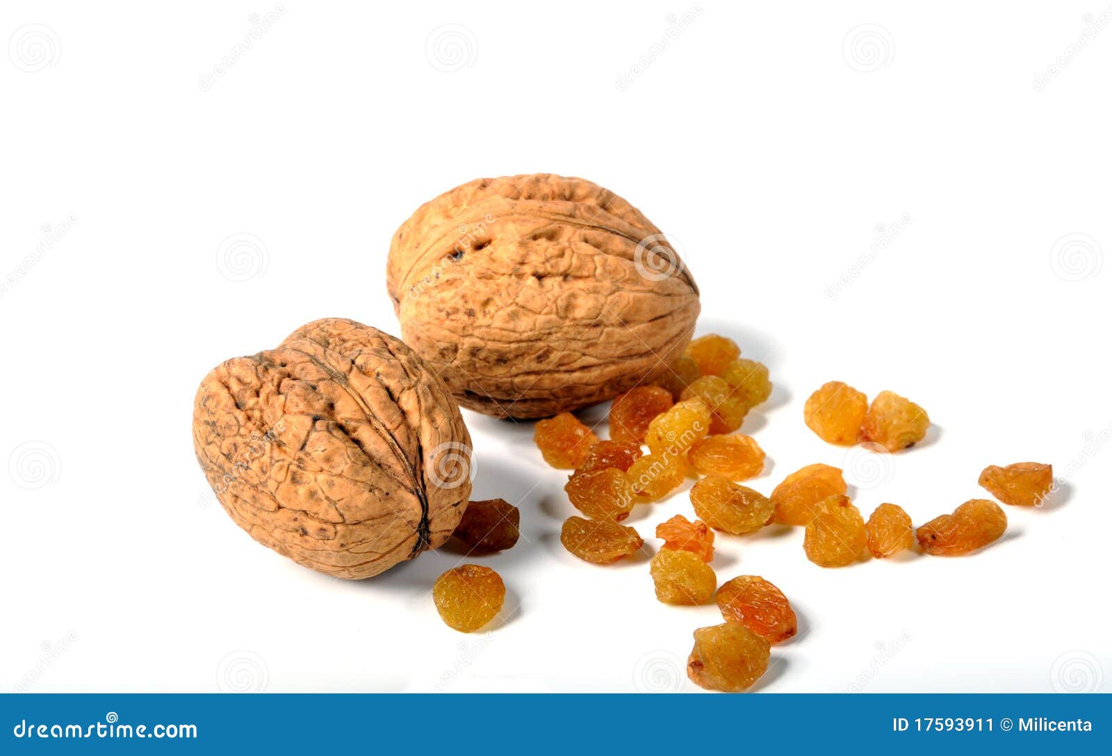 Walnuts and raisins stock image. Image of snack, fruit 17593911