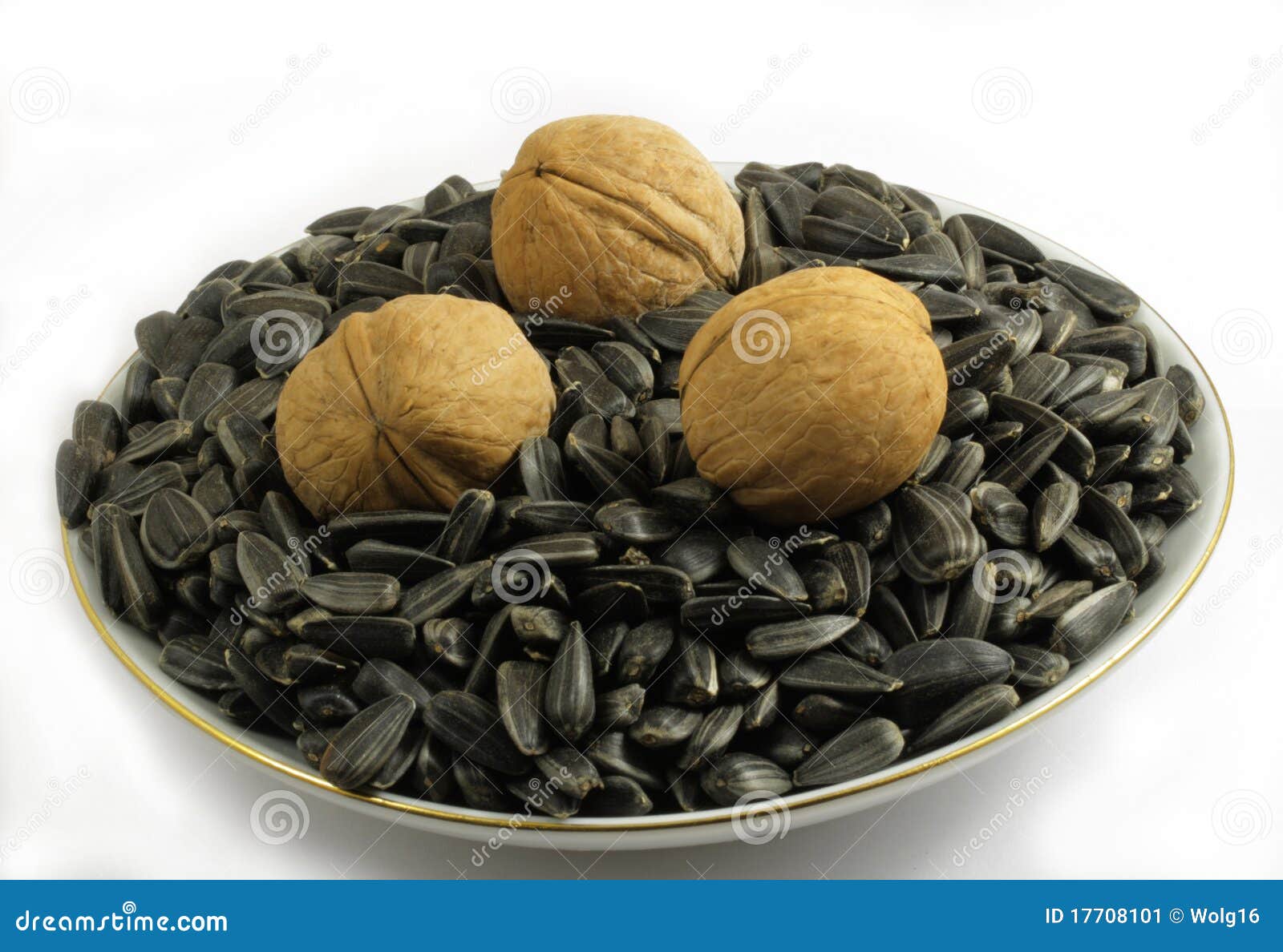 Walnuts and Sunflower Seeds Stock Image Image of large, background