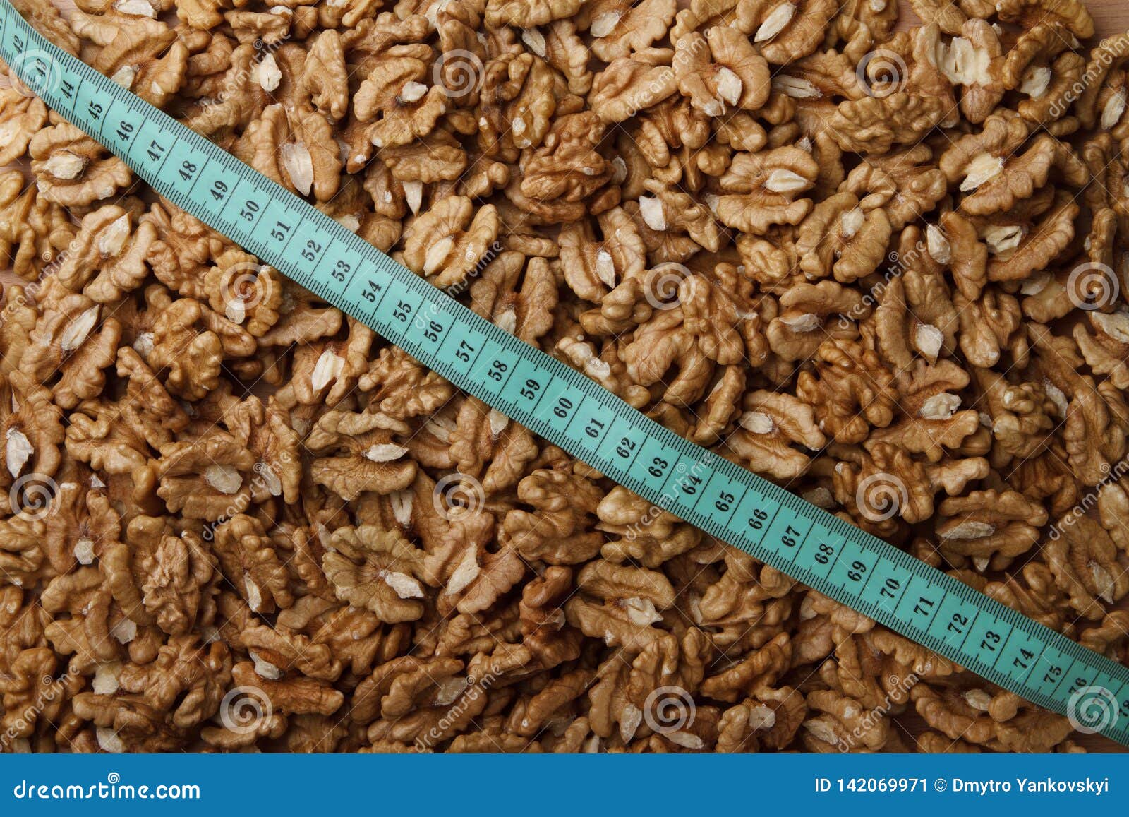 Walnuts and type measure stock image. Image of snack 142069971
