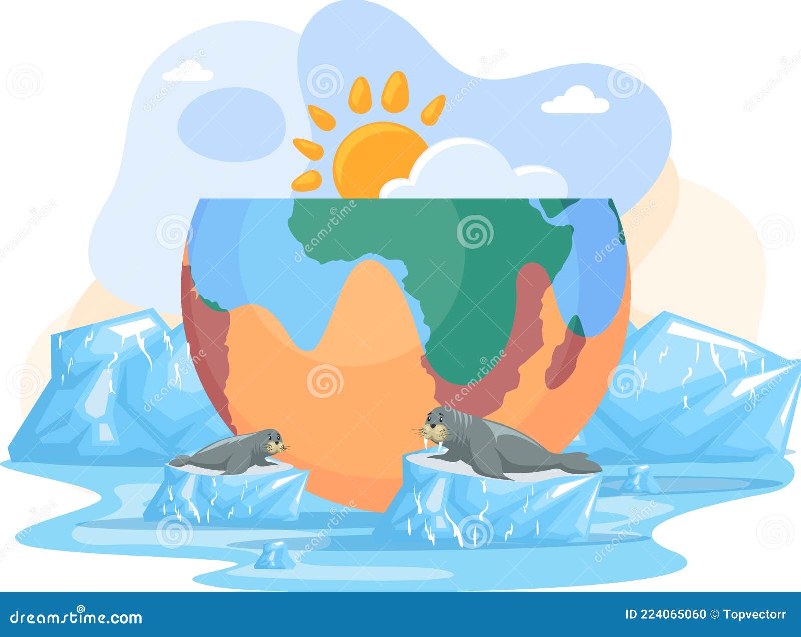 Walruses Lie on Glaciers Melting Due To Heat. Polar Animals during Global  Warming on Planet Stock Vector - Illustration of global, concept: 224065060