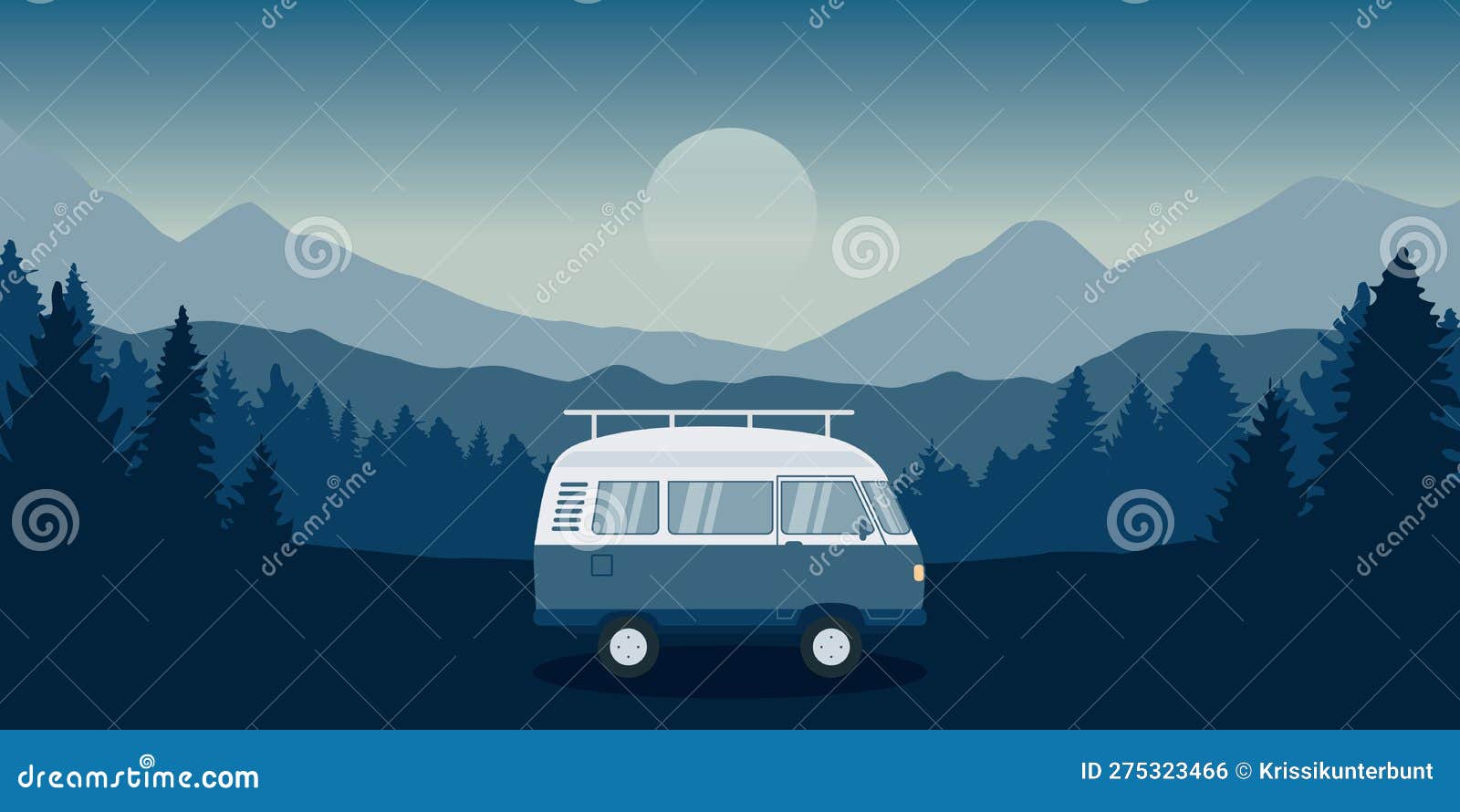Wanderlust Camping Adventure in the Wilderness with Camper Van Stock
