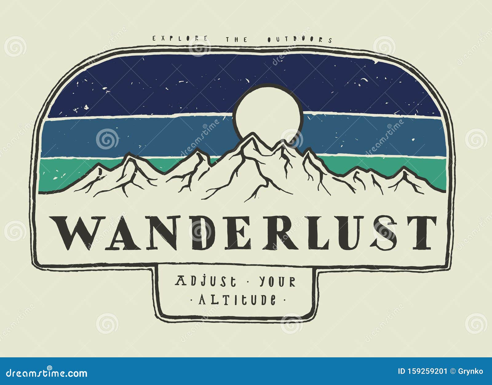 wanderlust - mountain range typography badge