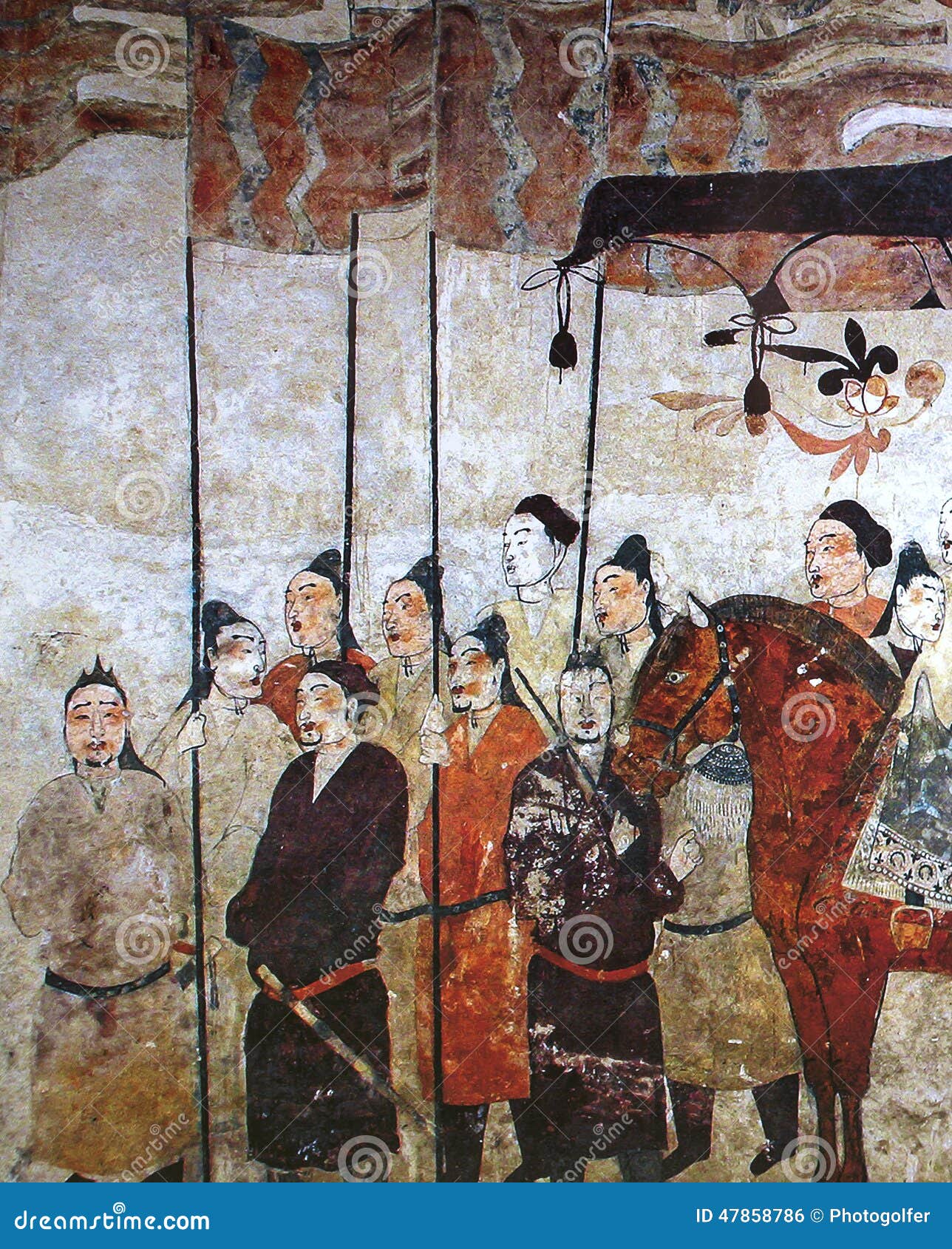 Wangjiafeng Chinese Procession Fresco In The Tomb Of Xu - 