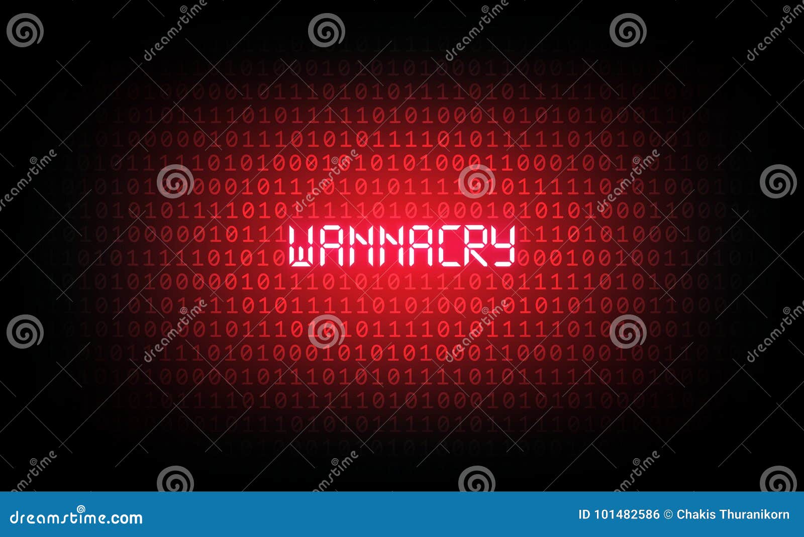 The Wannacry Virus Is Among Red Binary Code And Ransomware Virus Computer Attack Stock Vector Illustration Of Antivirus Firewall