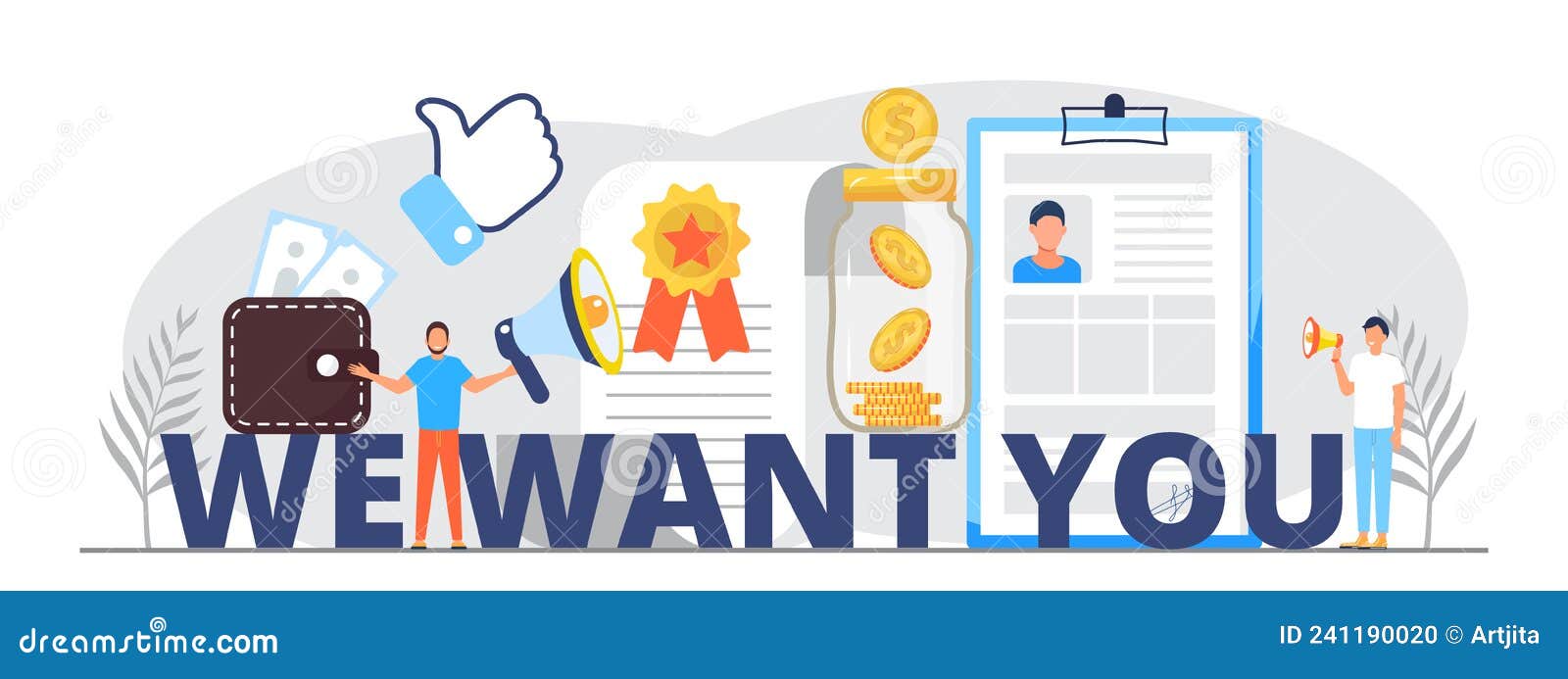 we want you, recruitment concept, great gob  . startup, gob interview online concept with tiny people, big