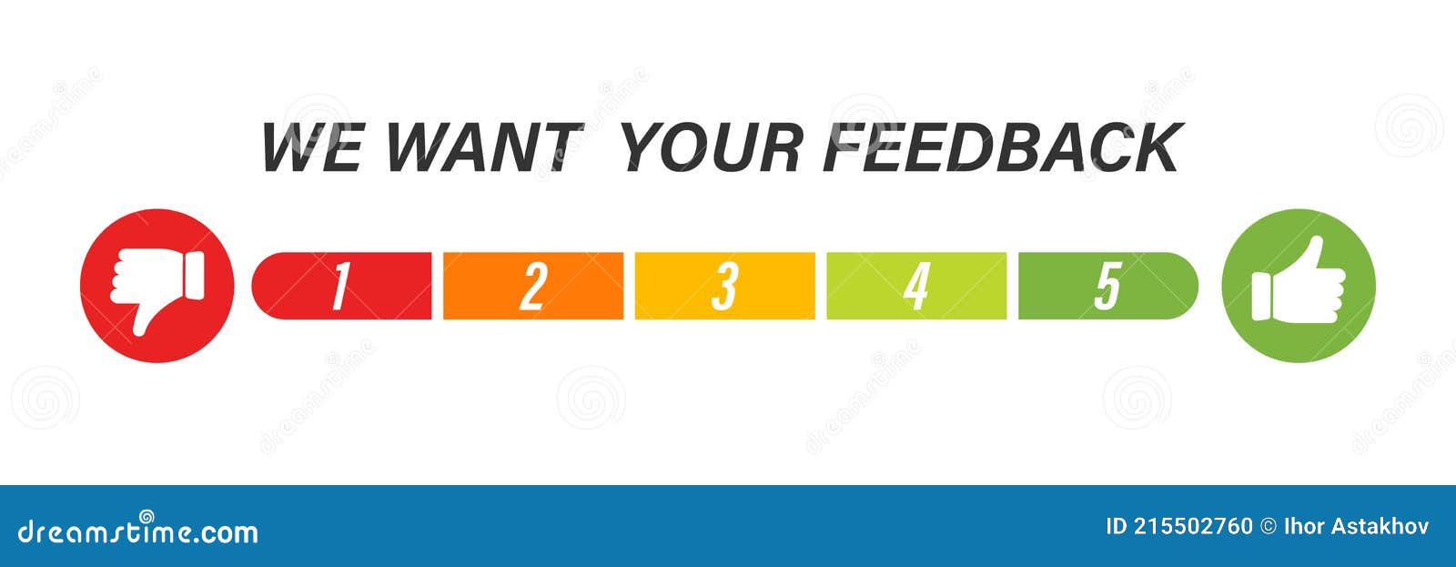 We Want Your Feedback Vector Icon. Rate 1 To 5 Stock Vector