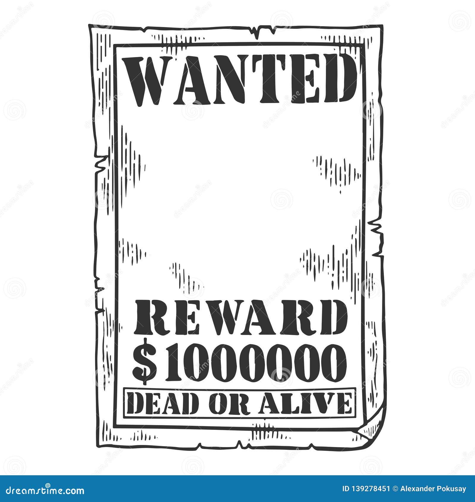 Wanted Poster Template Engraving Vector Stock Vector  Illustration of  reward isolated 139278451