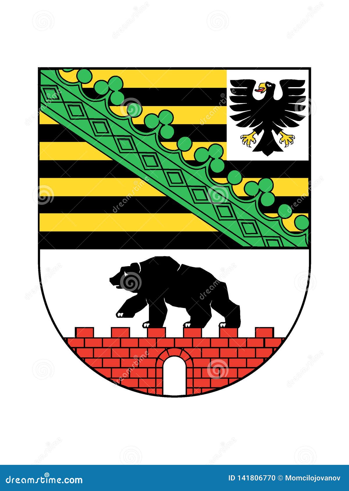 Wappen Des Deutschen Staats Von Sachsen Anhalt Vektor Abbildung Illustration Von Grau Bayern