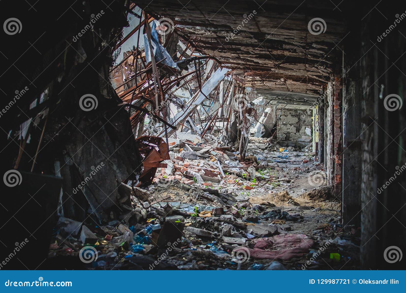 war, airport ruins in donbass, interiior