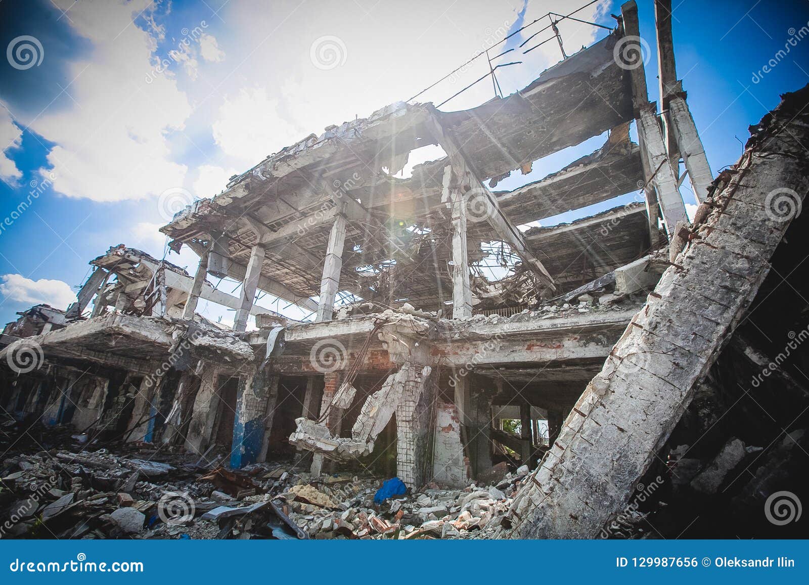 war, airport terminal ruins in donbass