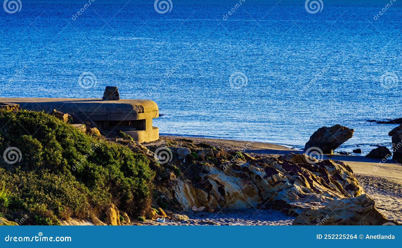 war bunker on the beach coast, spain