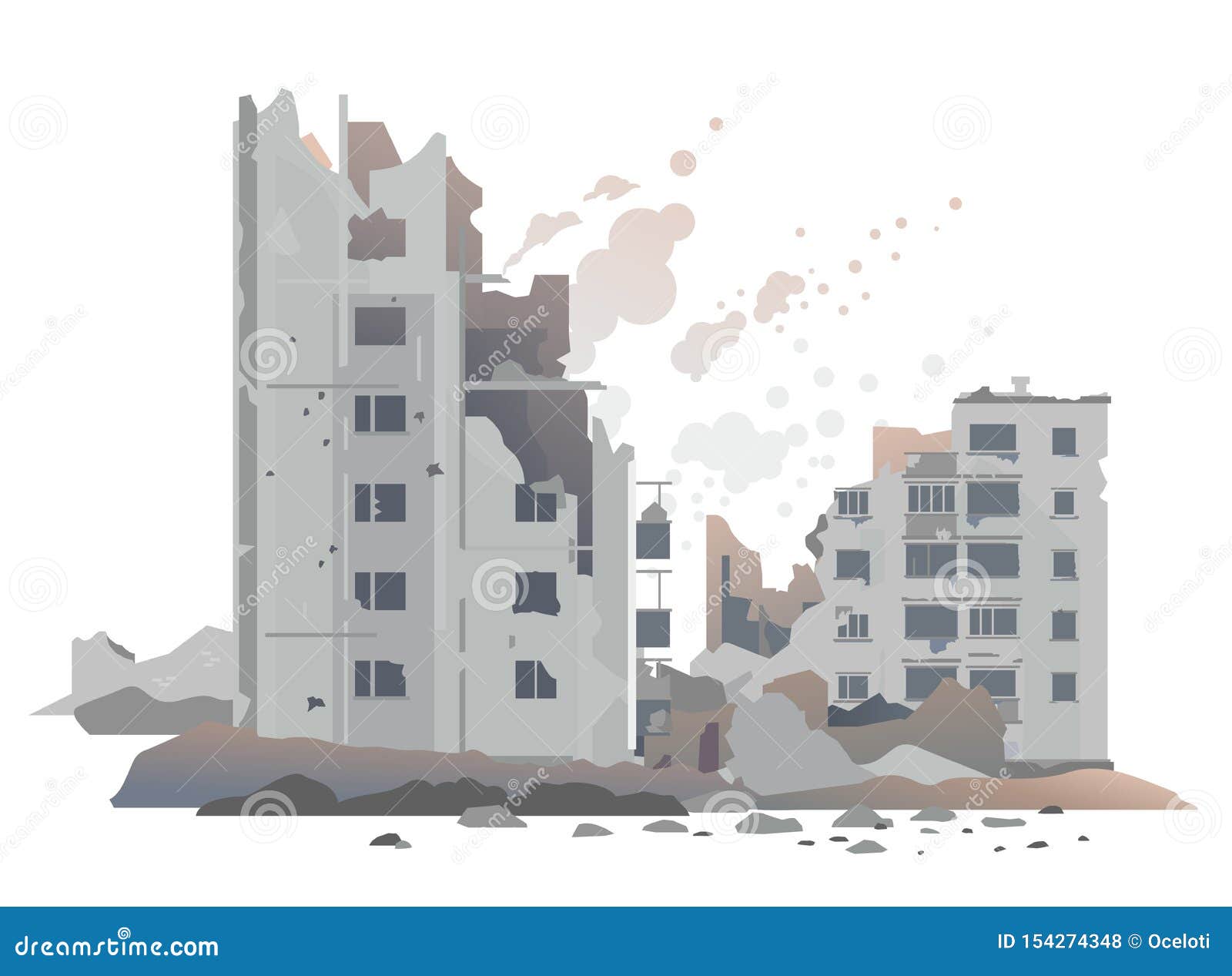 War Destroyed City Buildings Stock Vector - Illustration of
