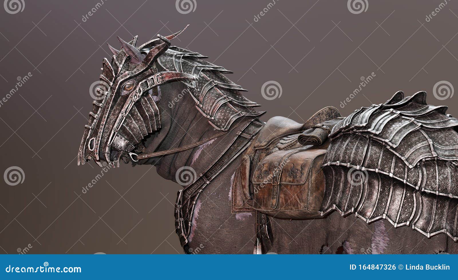War Horse Wearing Armour stock illustration. Illustration of barding