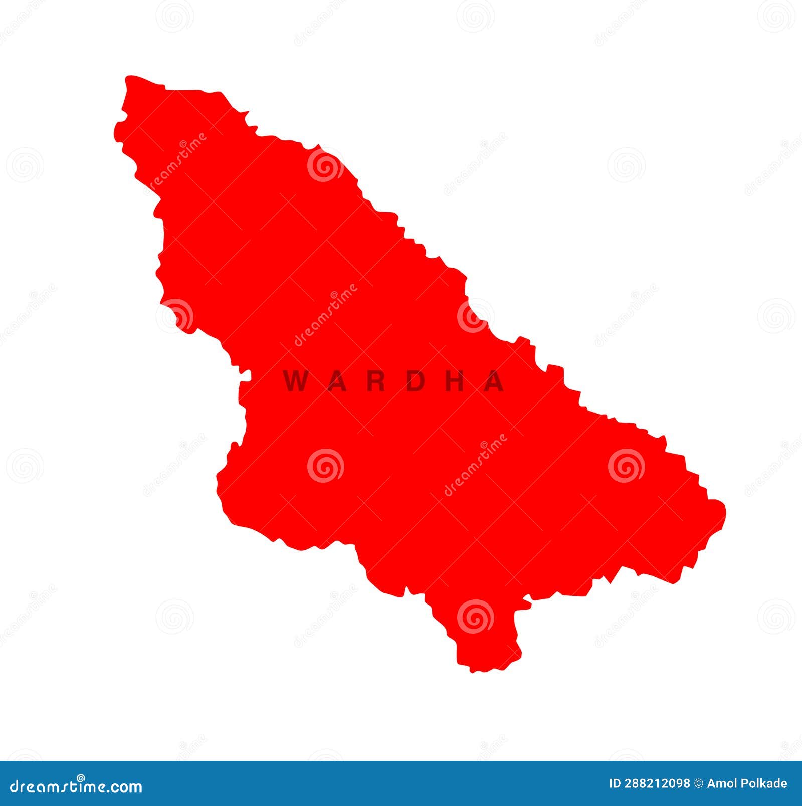 Wardha the Dist of Maharashtra Red Vector Map Stock Illustration