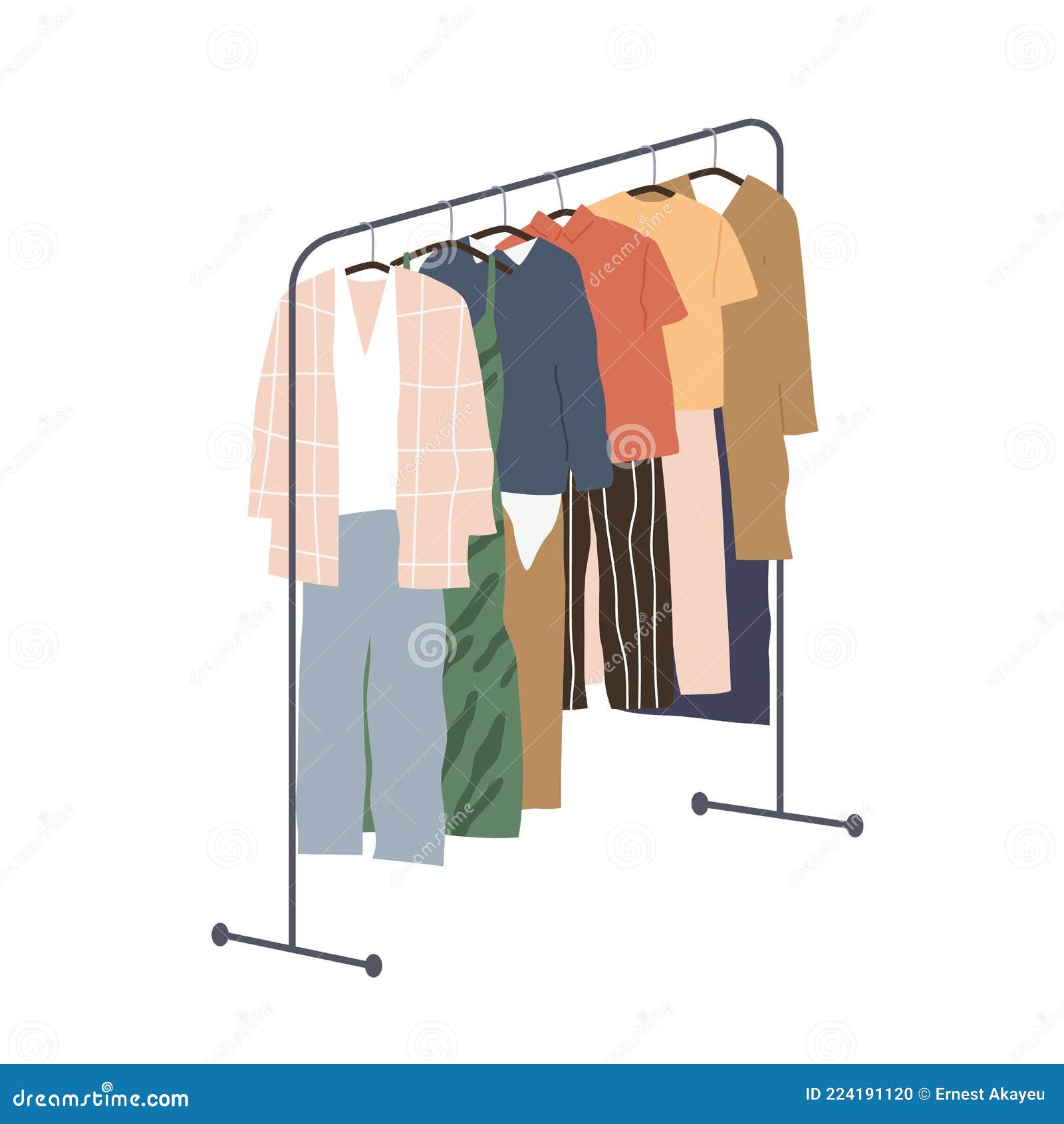 https://thumbs.dreamstime.com/z/wardrobe-modern-women-clothing-hanging-floor-hanger-rack-assortment-casual-apparels-collection-stylish-summer-garments-flat-224191120.jpg
