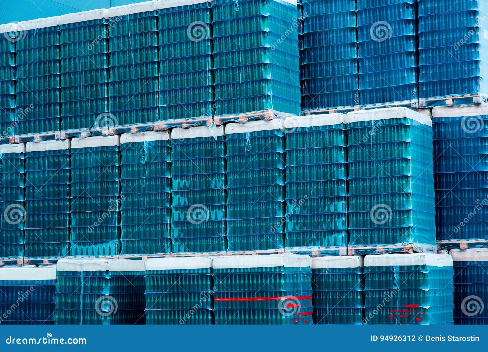 Warehouse with Boxes Full of Empty Glass Bottles Stock Photo Image of