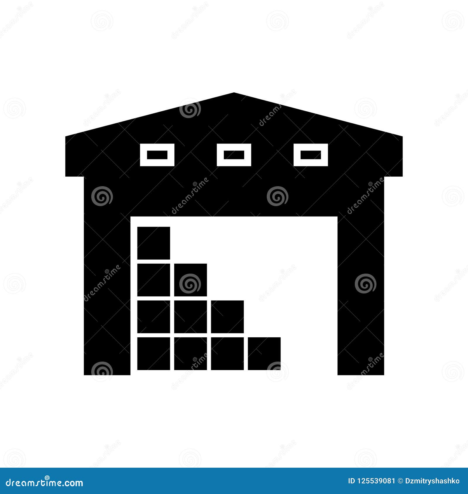 Warehouse Building Silhouette Icon Stock Vector - Illustration of