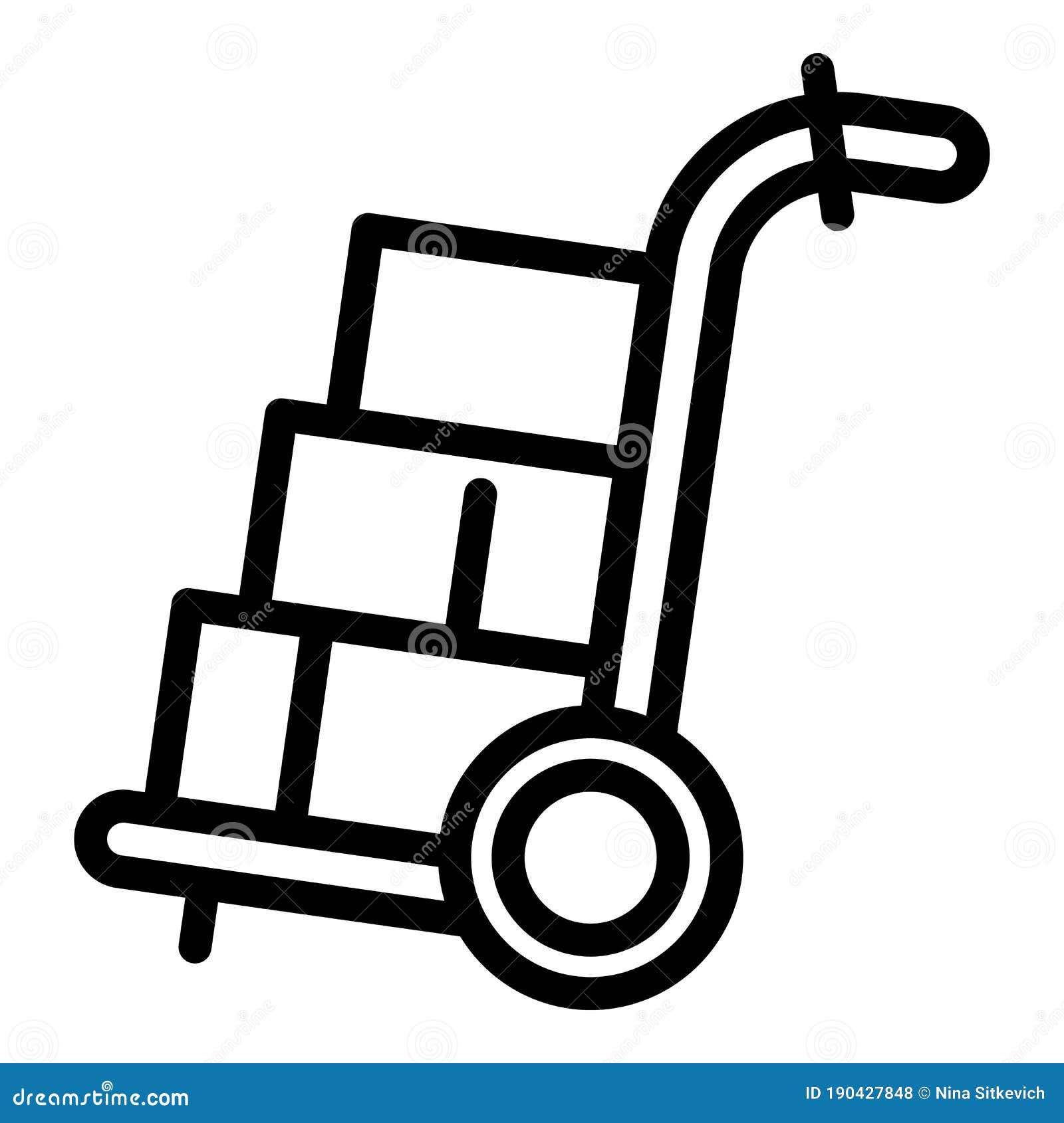 Warehouse Cart Icon, Outline Style Stock Vector Illustration of
