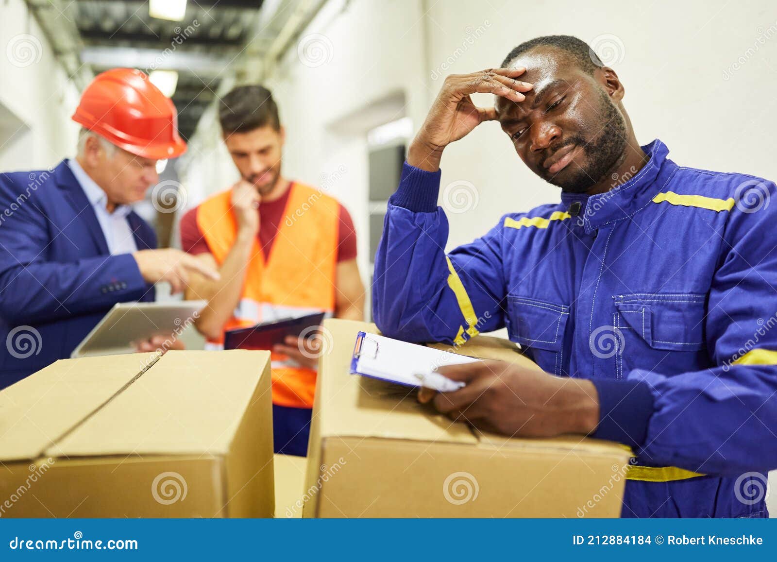 Warehouse Clerk and Team Check Package Delivery Stock Photo Image of