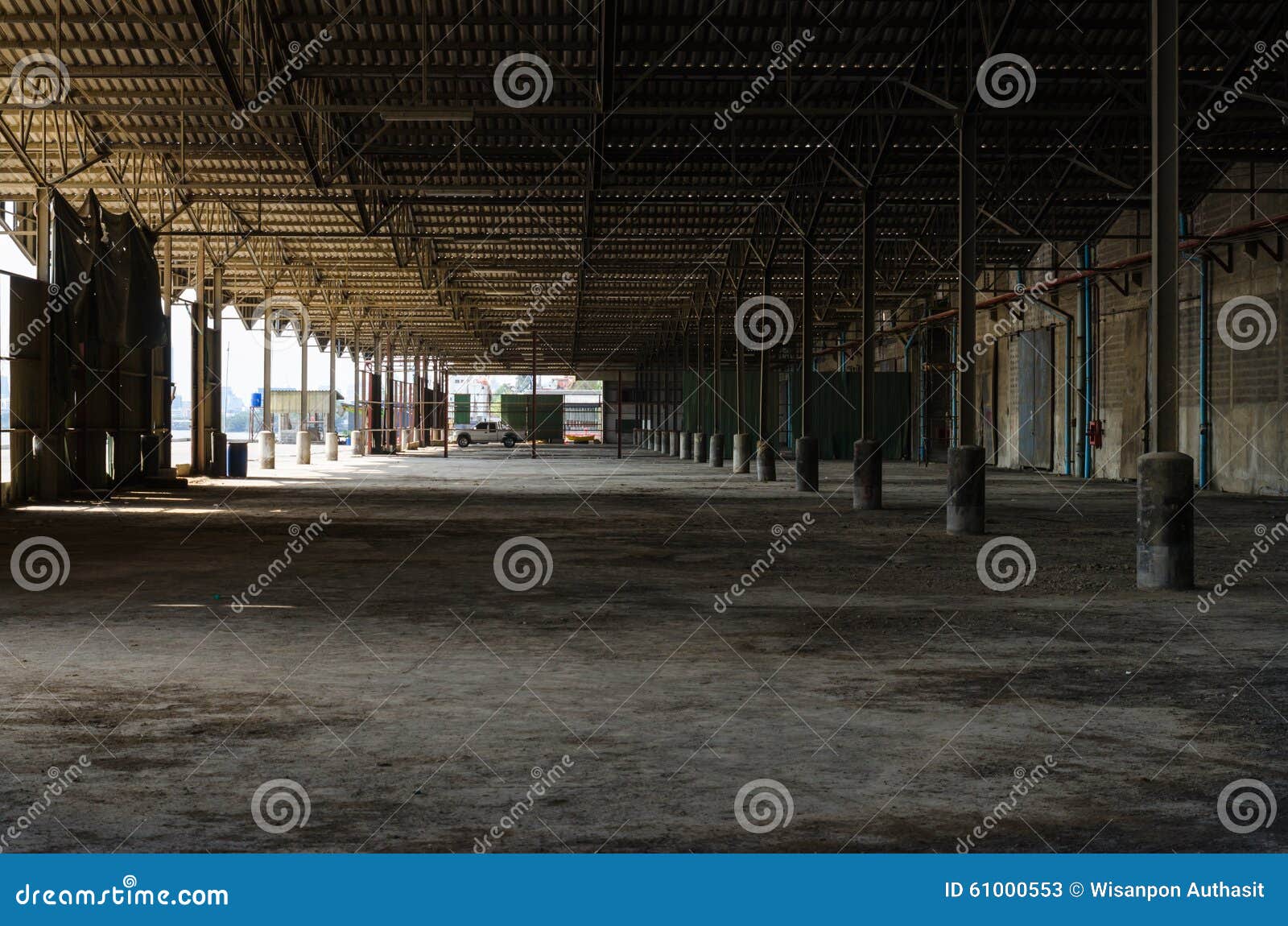 Warehouse of dust stock image. Image of columns, deserted 61000553