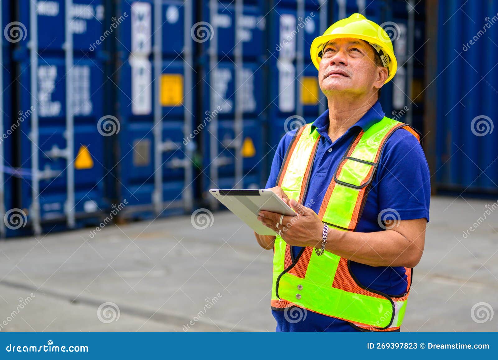 Warehouse Engineer Working at Container Yard Stock Image Image of
