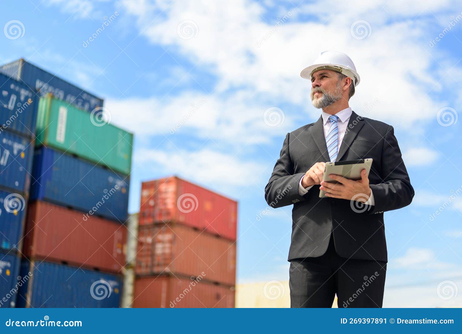 Warehouse Engineer Working at Container Yard Stock Image Image of
