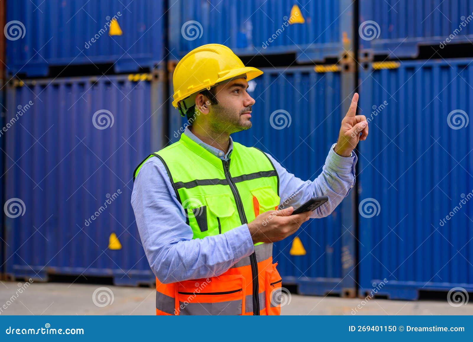Warehouse Engineer Working at Container Yard Stock Photo Image of
