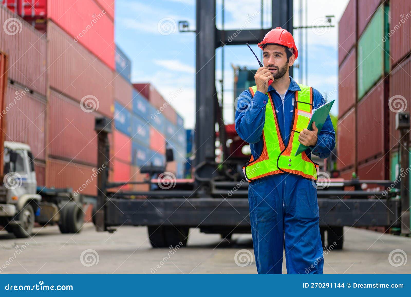 Warehouse Engineer Working at Container Yard Stock Photo Image of