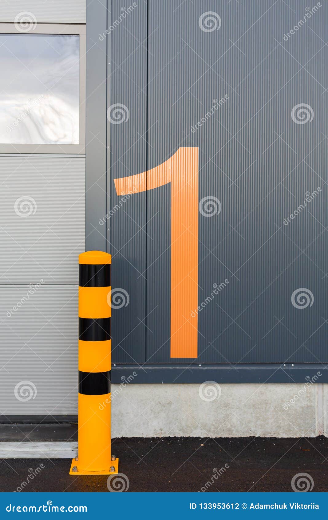 Warehouse Entrance with Numbers in Logistic Warehouse. Stock Photo