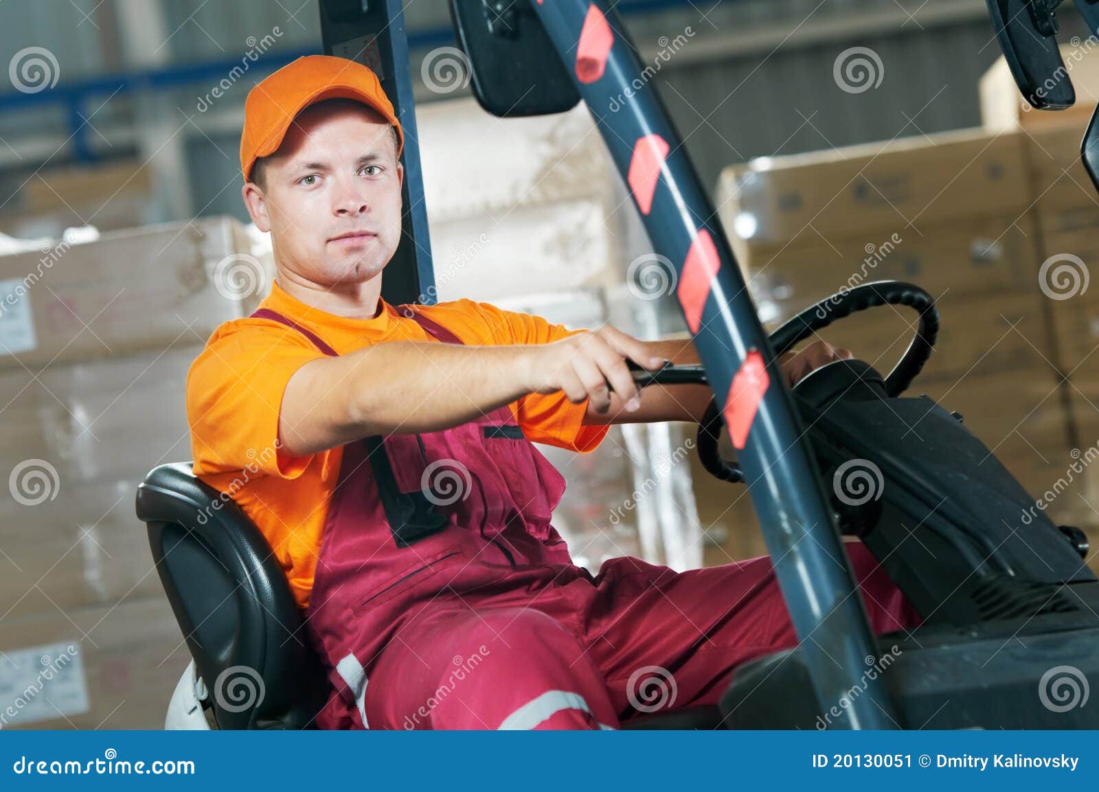 Warehouse Forklift Loader Worker Stock Image Image of cargo, handling