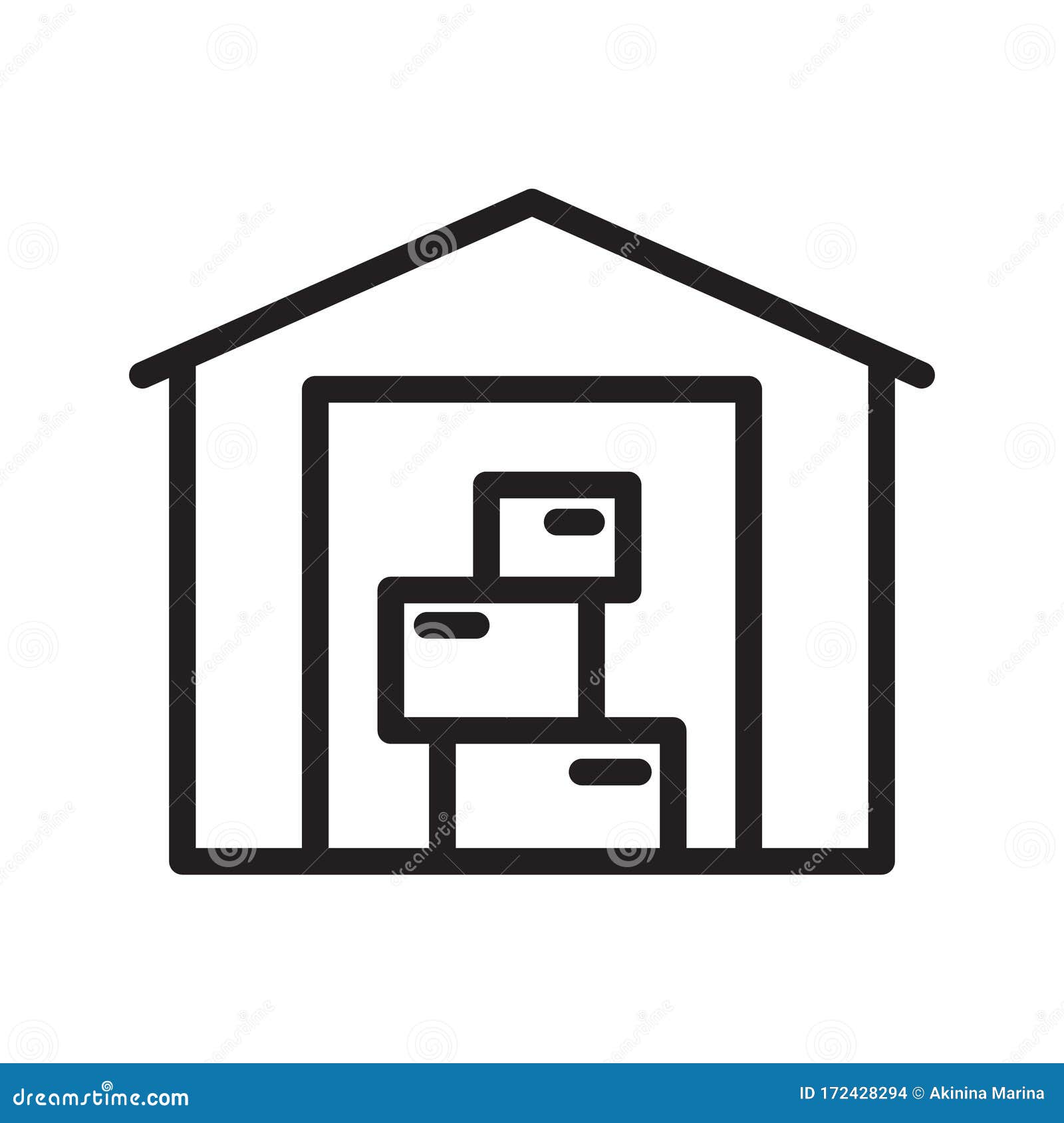 Warehouse Icon. Line Art Logo of Storage of Things. Linear Symbol of