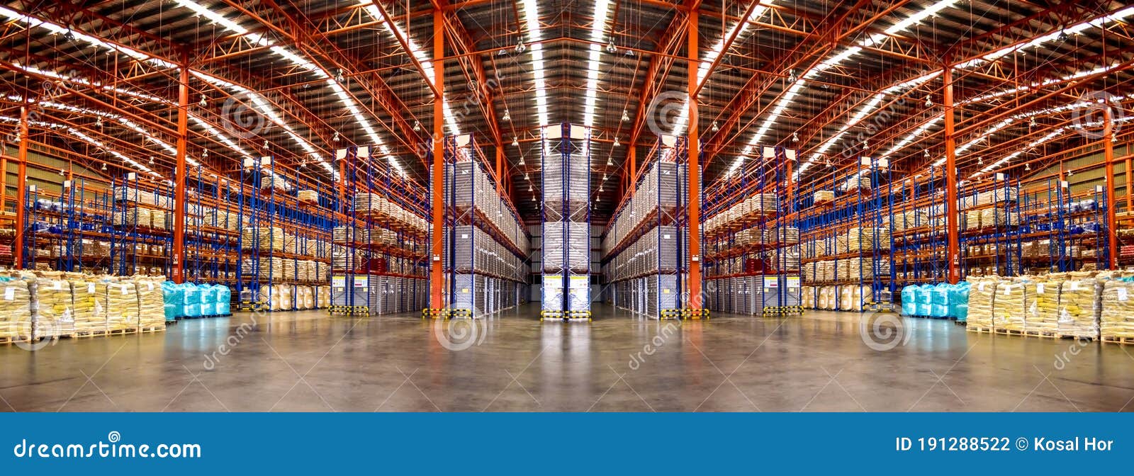 warehouse industrial and logistics companies. commercial warehouse. huge distribution warehouse with high shelves.