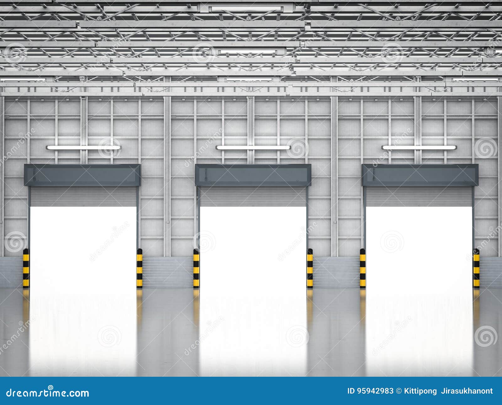 Warehouse Interior With Shutter Doors Stock Illustration