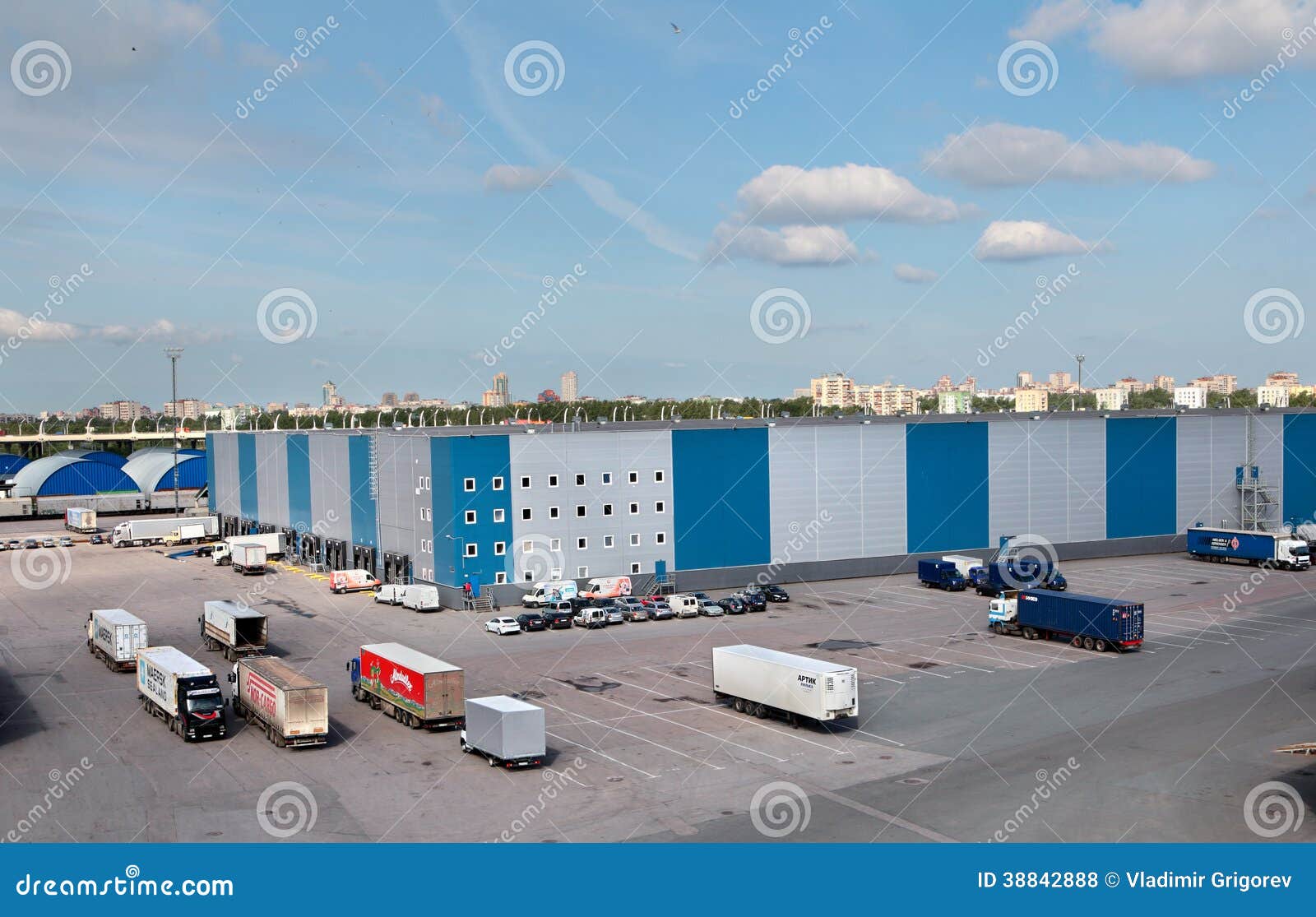 Warehouse Logistics Complex with Unloading Docks Editorial Stock Photo