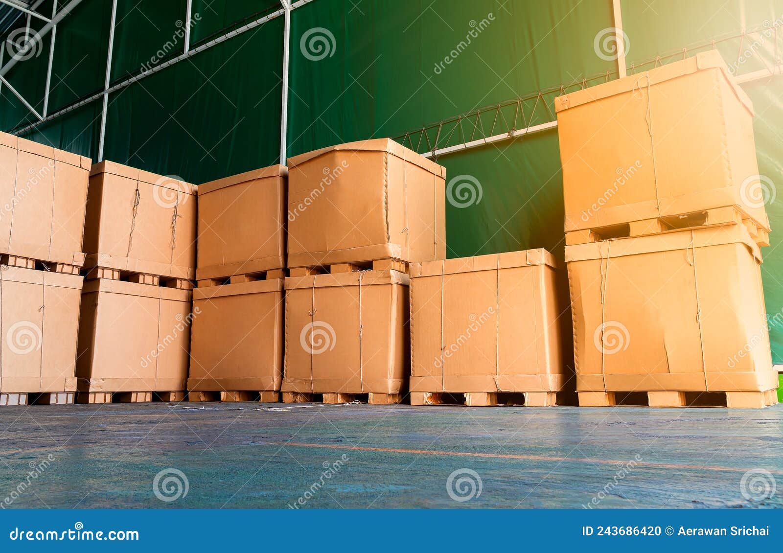 Warehouse with Lots of Cardboard Boxes. Stock Photo Image of pile