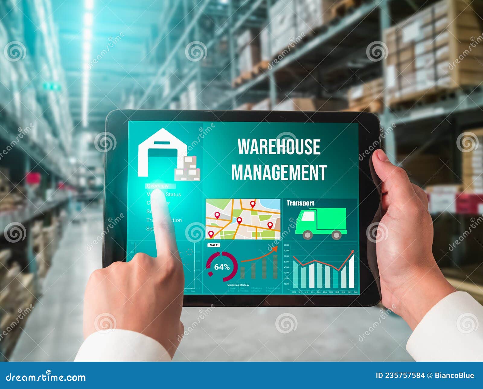 Warehouse Management Innovative Software in Computer for Real Time