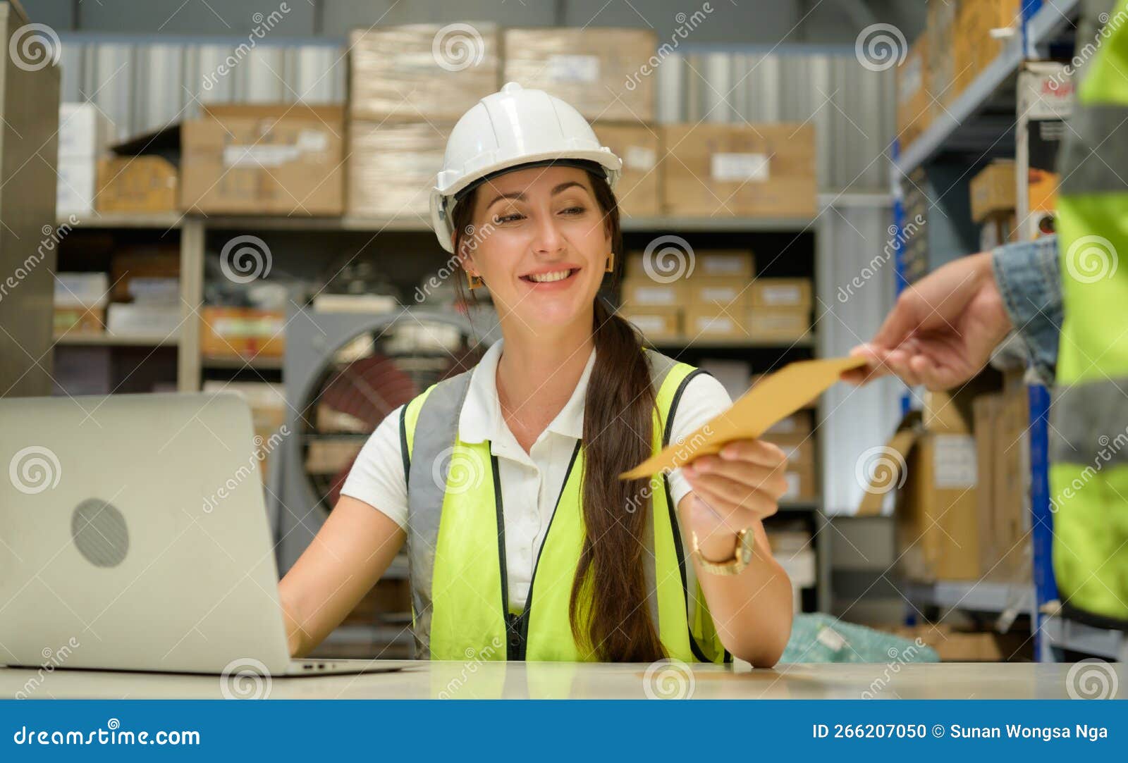 Warehouse Manager are Receiving Important Documents Stock Photo Image