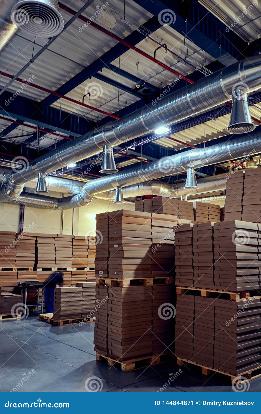 Warehouse with Modern Ventilation System Full Parcells Stock Image