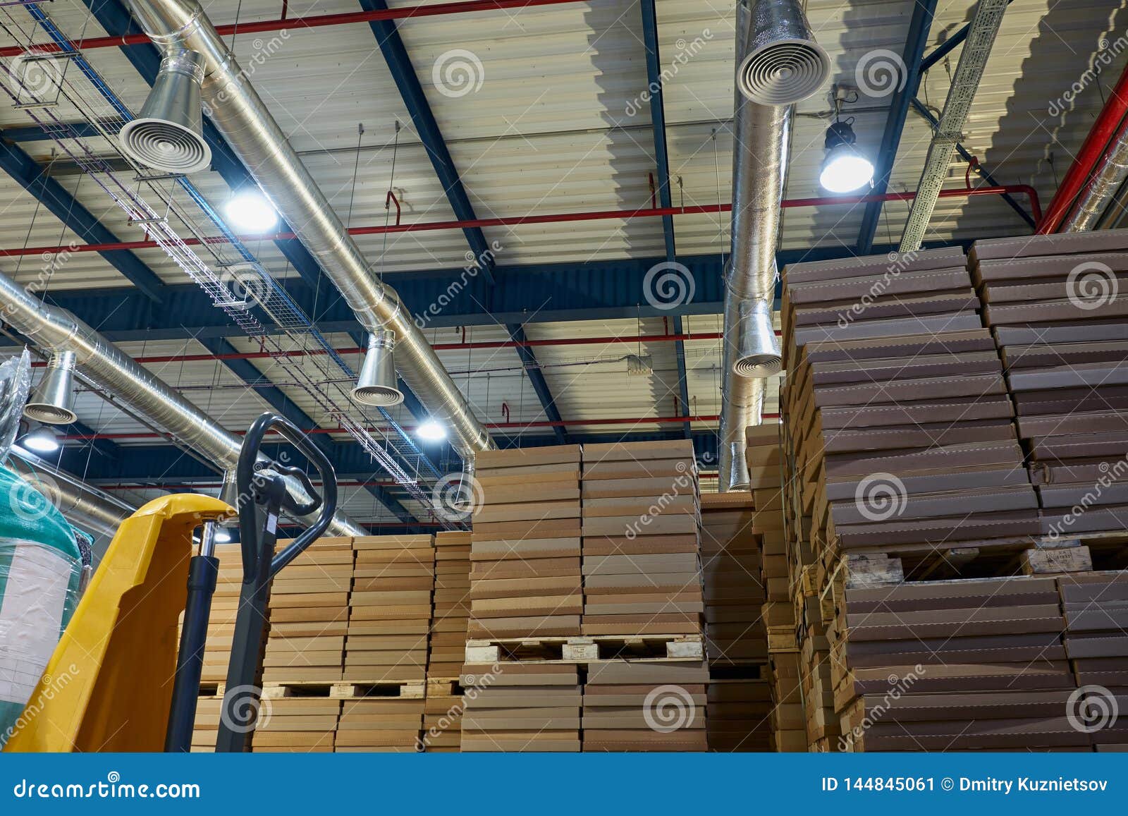Warehouse with Modern Ventilation System Full Parcells Stock Image